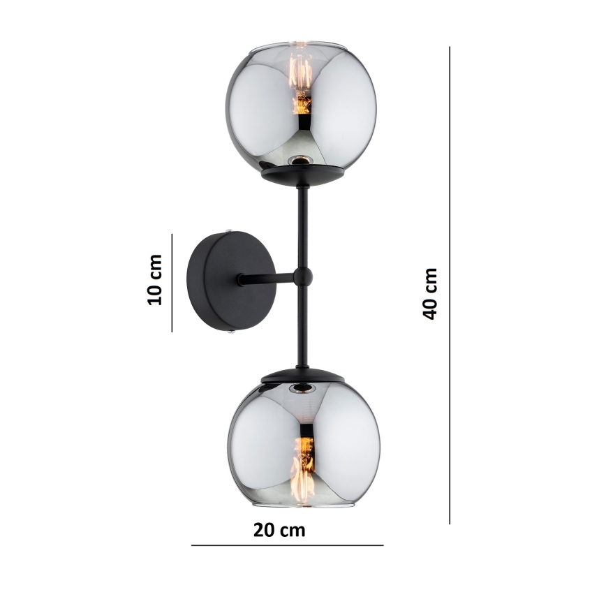 Brilagi - Stenska svetilka DIOR 2xE27/60W/230V črna/dimno siva