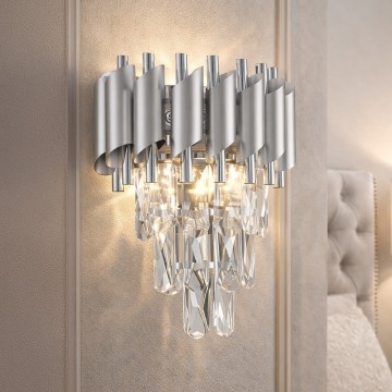 Brilagi - Stenska svetilka ECLIPSE 2xE14/10W/230V srebrna