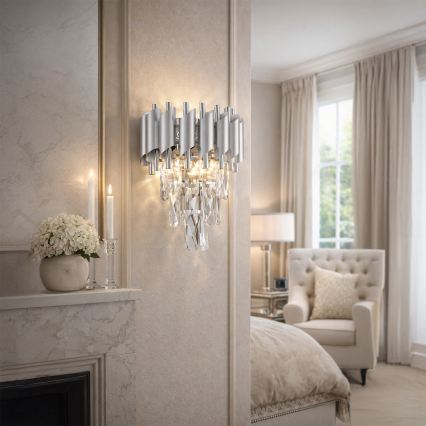 Brilagi - Stenska svetilka ECLIPSE 2xE14/10W/230V srebrna