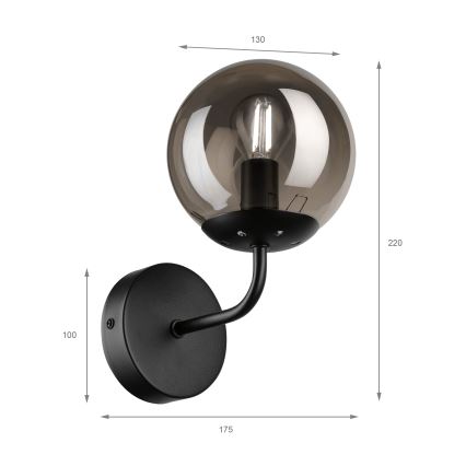 Brilagi - Stenska svetilka MALIVA 1xE14/15W/230V črna/dimljena