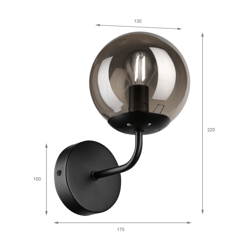 Brilagi - Stenska svetilka MALIVA 1xE14/15W/230V črna/dimljena