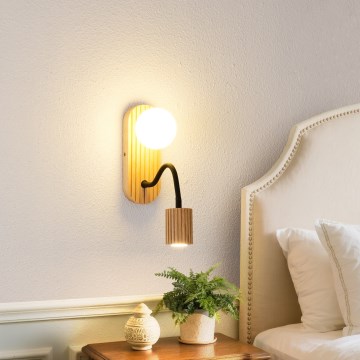 Brilagi - stenska svetilka MODERN WOOD 1xG9/5W/230V + 1xGU10/8W iz lesa kaučukovca