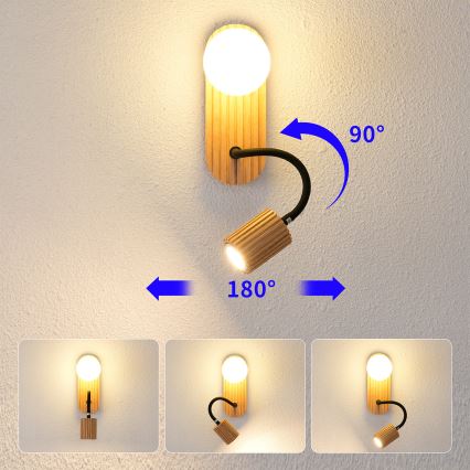 Brilagi - Stenska svetilka MODERN WOOD 1xG9/5W/230V + 1xGU10/8W les