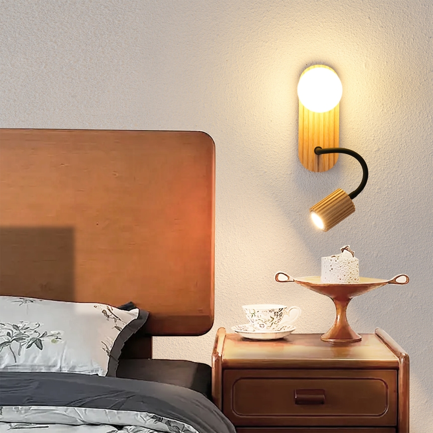 Brilagi - Stenska svetilka MODERN WOOD 1xG9/5W/230V + 1xGU10/8W les