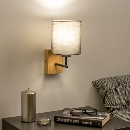 Brilagi - Stenska svetilka NUBILA WOOD 1xE27/25W/230V hrast/antracit