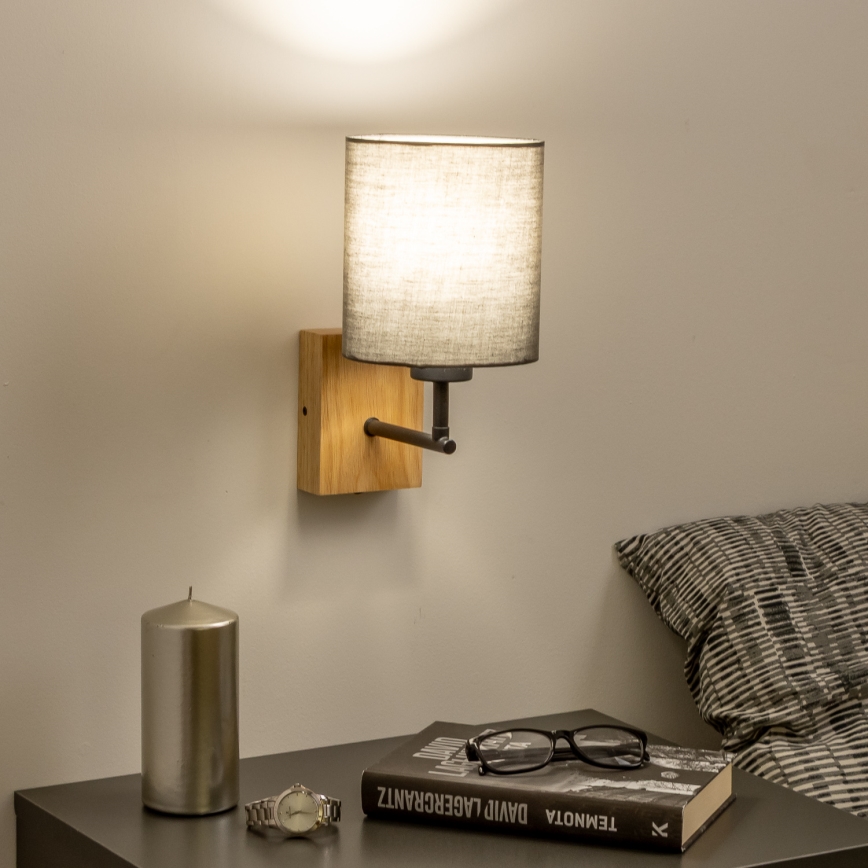 Brilagi - Stenska svetilka NUBILA WOOD 1xE27/25W/230V hrast/antracit
