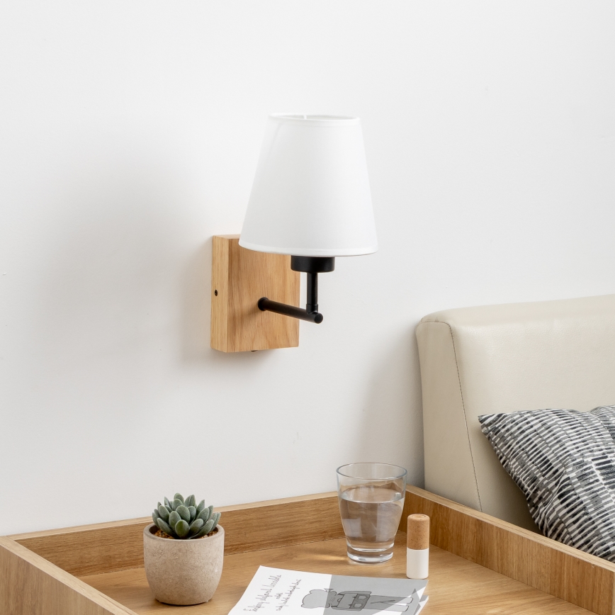 Brilagi - Stenska svetilka NUBILA WOOD 1xE27/25W/230V hrast/bela