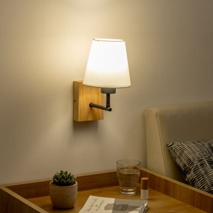 Brilagi - Stenska svetilka NUBILA WOOD 1xE27/25W/230V hrast/bela