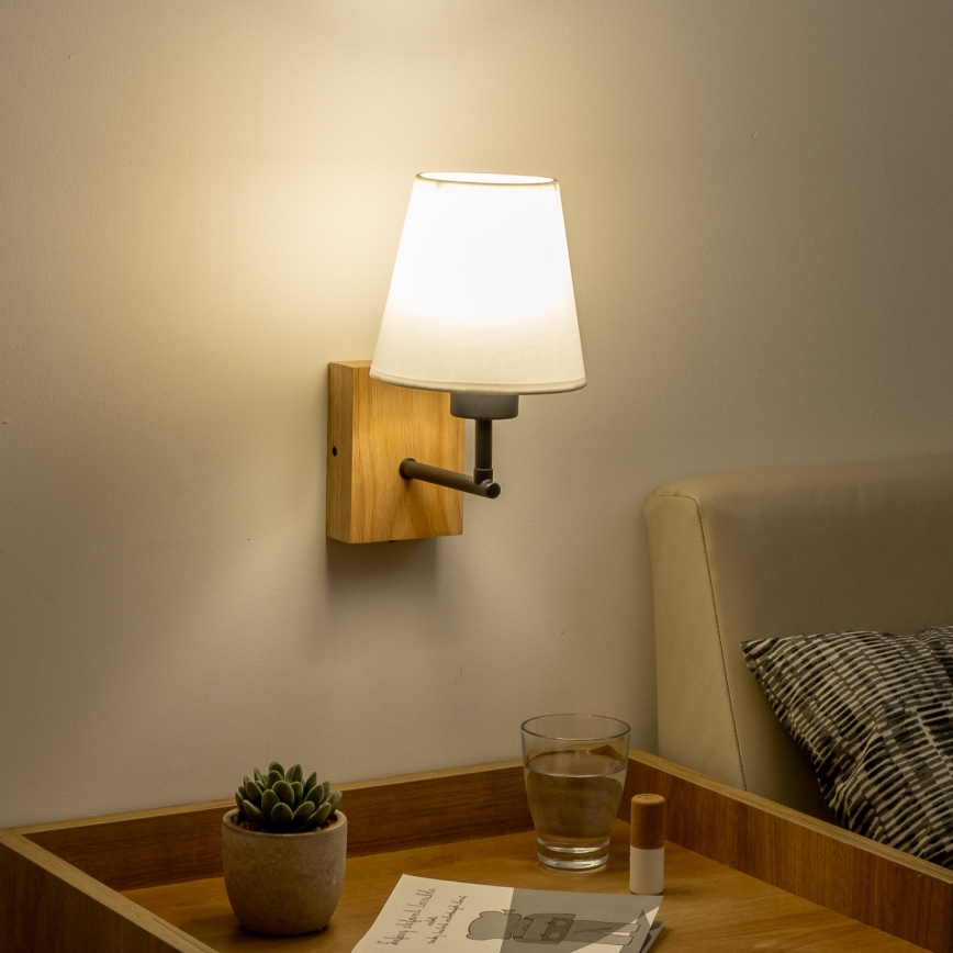 Brilagi - Stenska svetilka NUBILA WOOD 1xE27/25W/230V hrast/bela