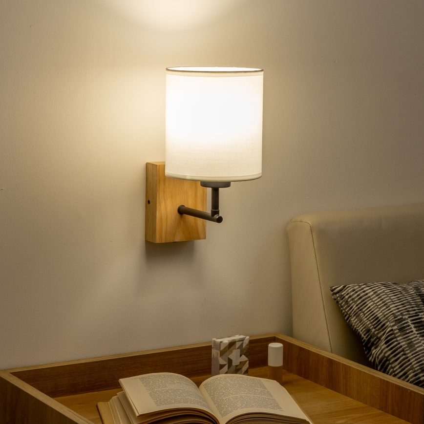 Brilagi - Stenska svetilka NUBILA WOOD 1xE27/25W/230V hrast/bela