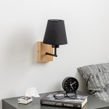 Brilagi - Stenska svetilka NUBILA WOOD 1xE27/25W/230V hrast/črna