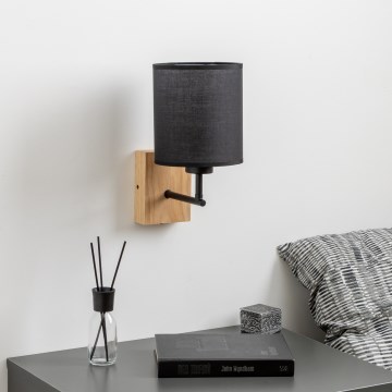 Brilagi - Stenska svetilka NUBILA WOOD 1xE27/25W/230V hrast/črna