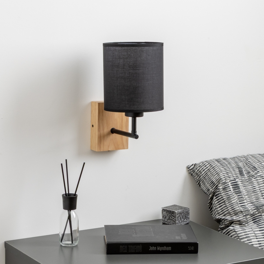 Brilagi - Stenska svetilka NUBILA WOOD 1xE27/25W/230V hrast/črna