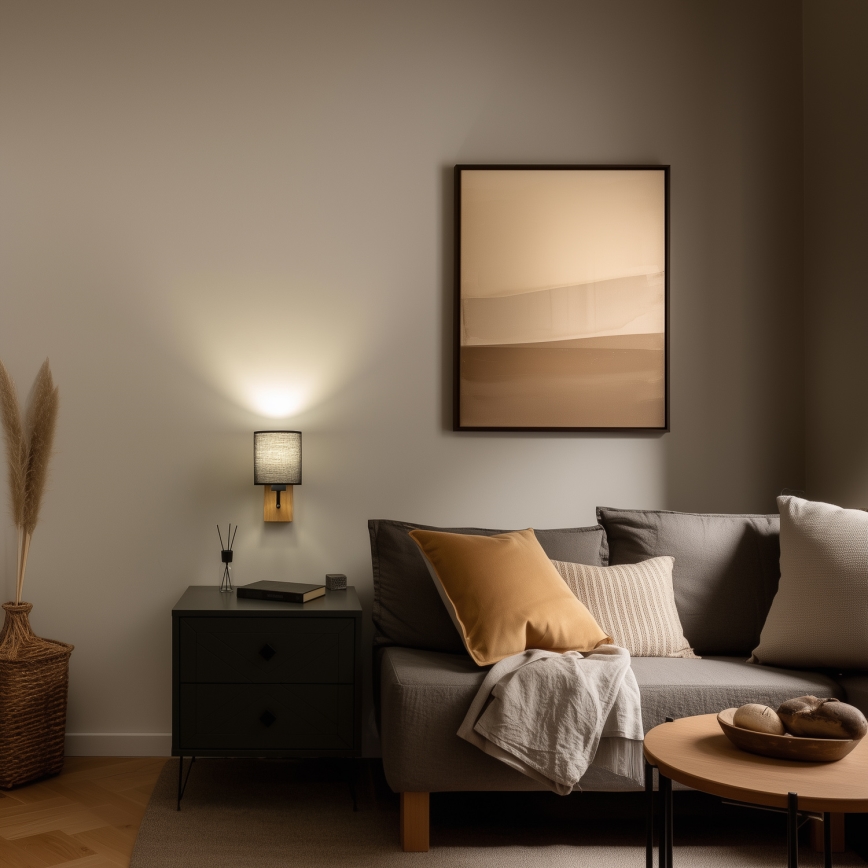 Brilagi - Stenska svetilka NUBILA WOOD 1xE27/25W/230V hrast/črna