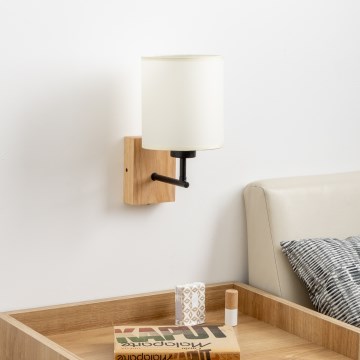 Brilagi - Stenska svetilka NUBILA WOOD 1xE27/25W/230V hrast/črna/krem barva