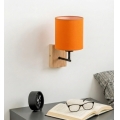 Brilagi - Stenska svetilka NUBILA WOOD 1xE27/25W/230V hrast/črna/oranžna