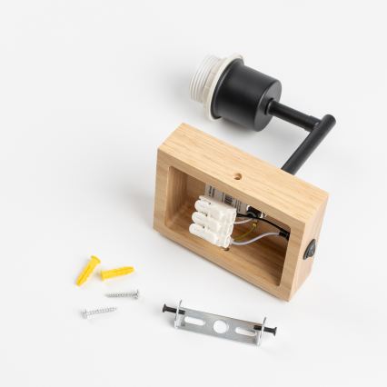 Brilagi - Stenska svetilka NUBILA WOOD 1xE27/25W/230V hrast/črna/svetlo siva