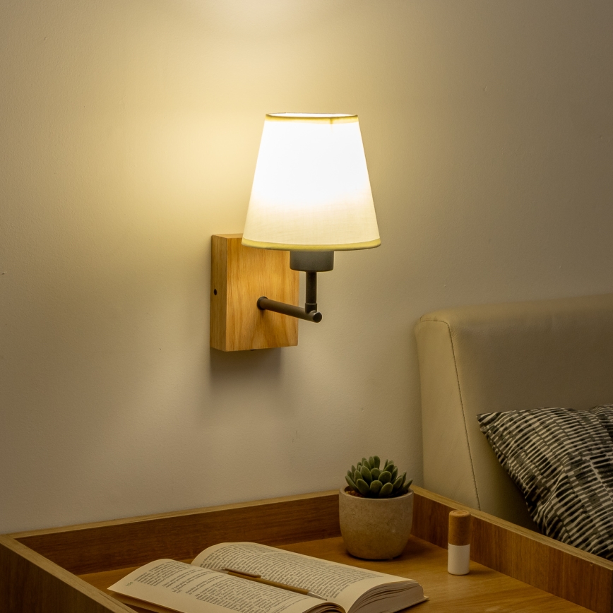 Brilagi - Stenska svetilka NUBILA WOOD 1xE27/25W/230V hrast/krem barva