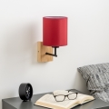 Brilagi - Stenska svetilka NUBILA WOOD 1xE27/25W/230V hrast/Pompejanec rdeča