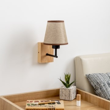Brilagi - Stenska svetilka NUBILA WOOD 1xE27/25W/230V hrast/rjava