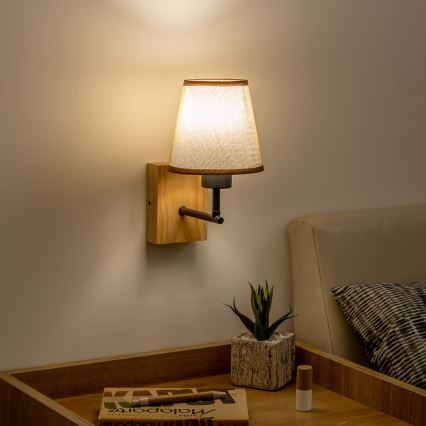 Brilagi - Stenska svetilka NUBILA WOOD 1xE27/25W/230V hrast/rjava