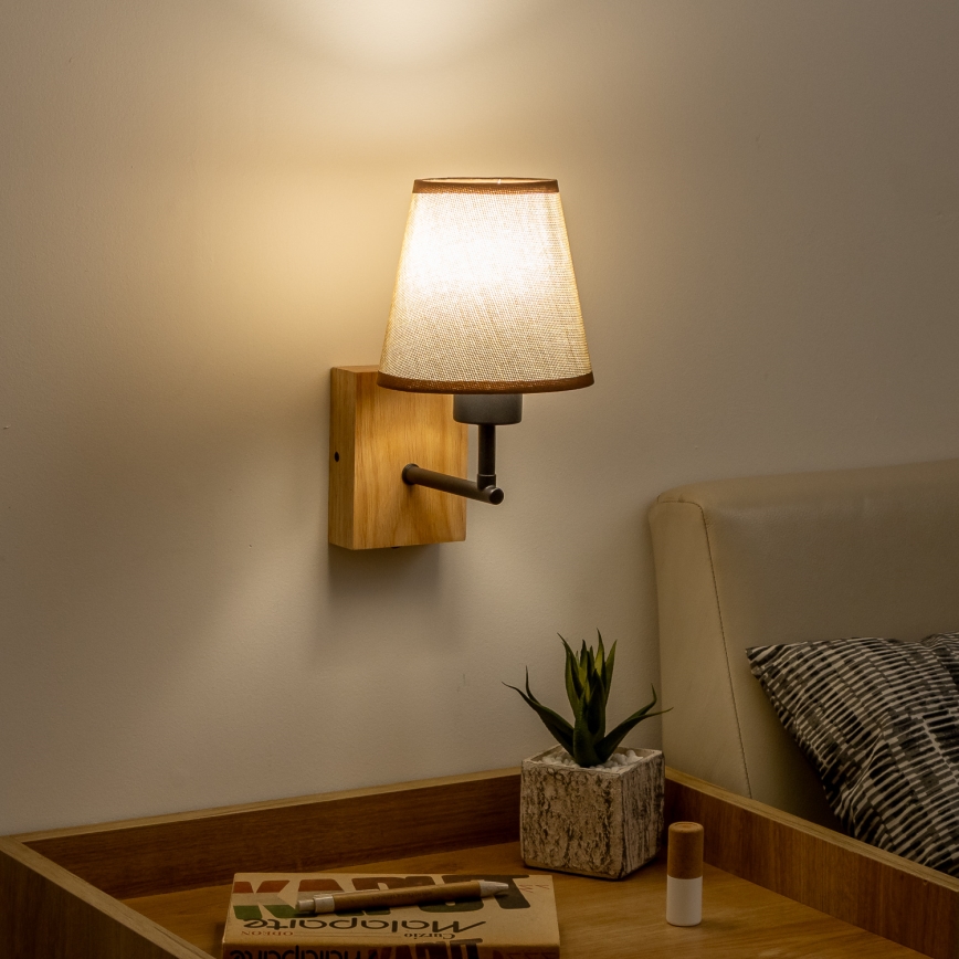 Brilagi - Stenska svetilka NUBILA WOOD 1xE27/25W/230V hrast/rjava