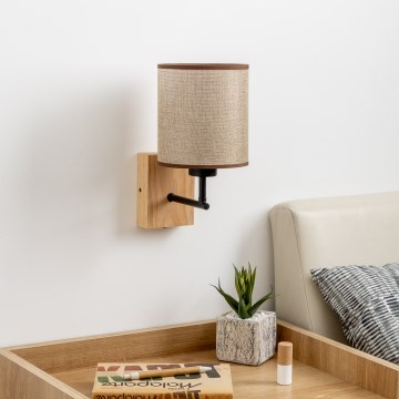 Brilagi - Stenska svetilka NUBILA WOOD 1xE27/25W/230V hrast/rjava