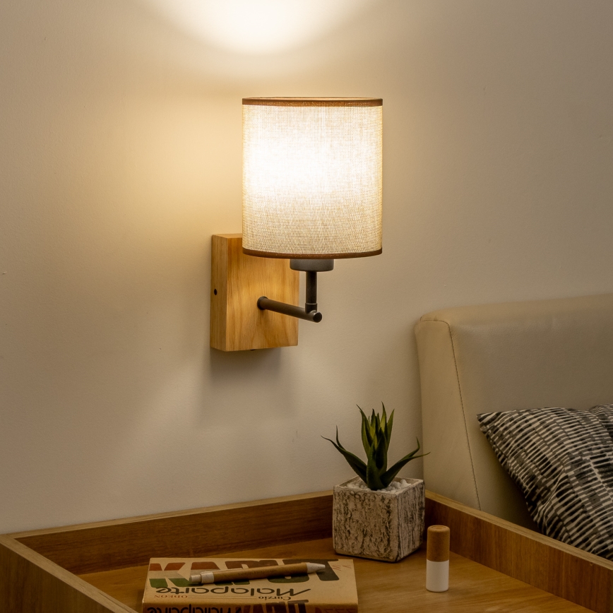 Brilagi - Stenska svetilka NUBILA WOOD 1xE27/25W/230V hrast/rjava