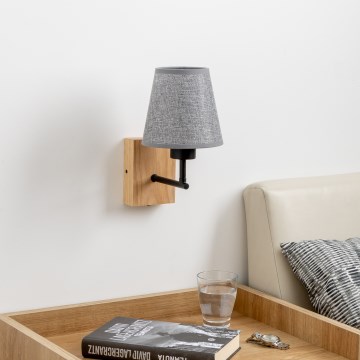Brilagi - Stenska svetilka NUBILA WOOD 1xE27/25W/230V hrast/siva