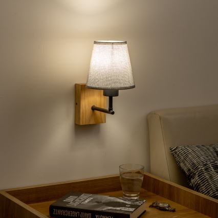 Brilagi - Stenska svetilka NUBILA WOOD 1xE27/25W/230V hrast/siva