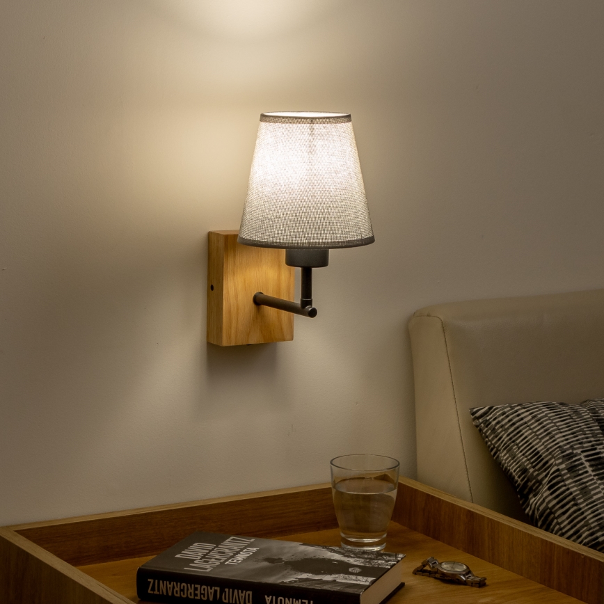 Brilagi - Stenska svetilka NUBILA WOOD 1xE27/25W/230V hrast/siva