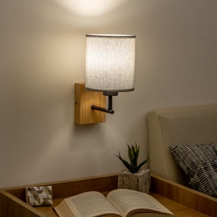 Brilagi - Stenska svetilka NUBILA WOOD 1xE27/25W/230V hrast/siva