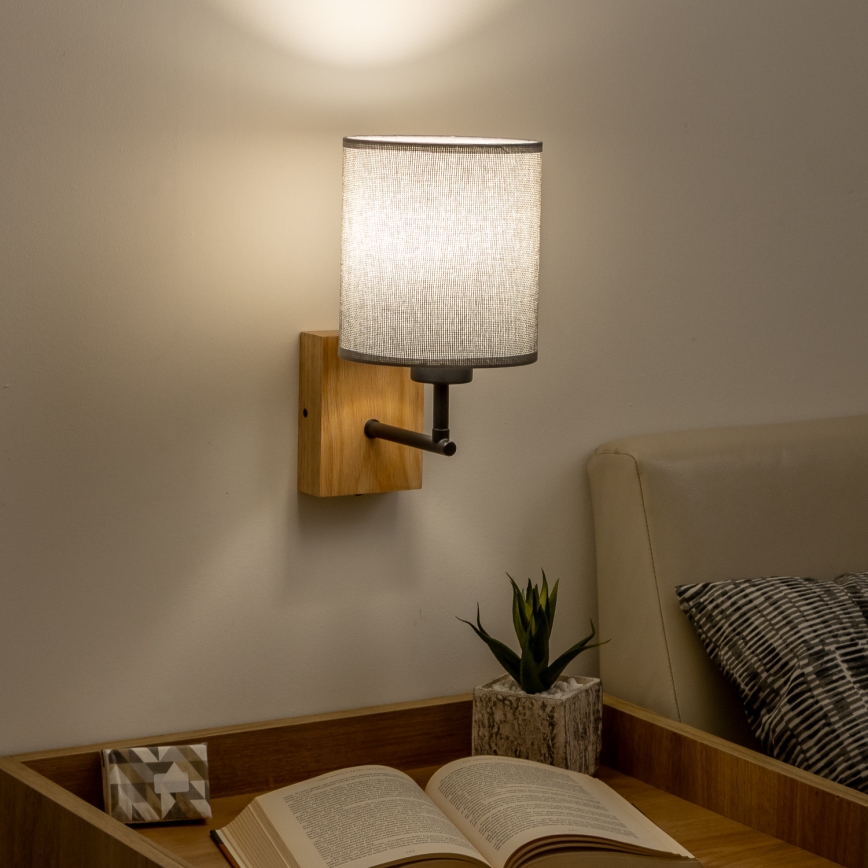 Brilagi - Stenska svetilka NUBILA WOOD 1xE27/25W/230V hrast/siva