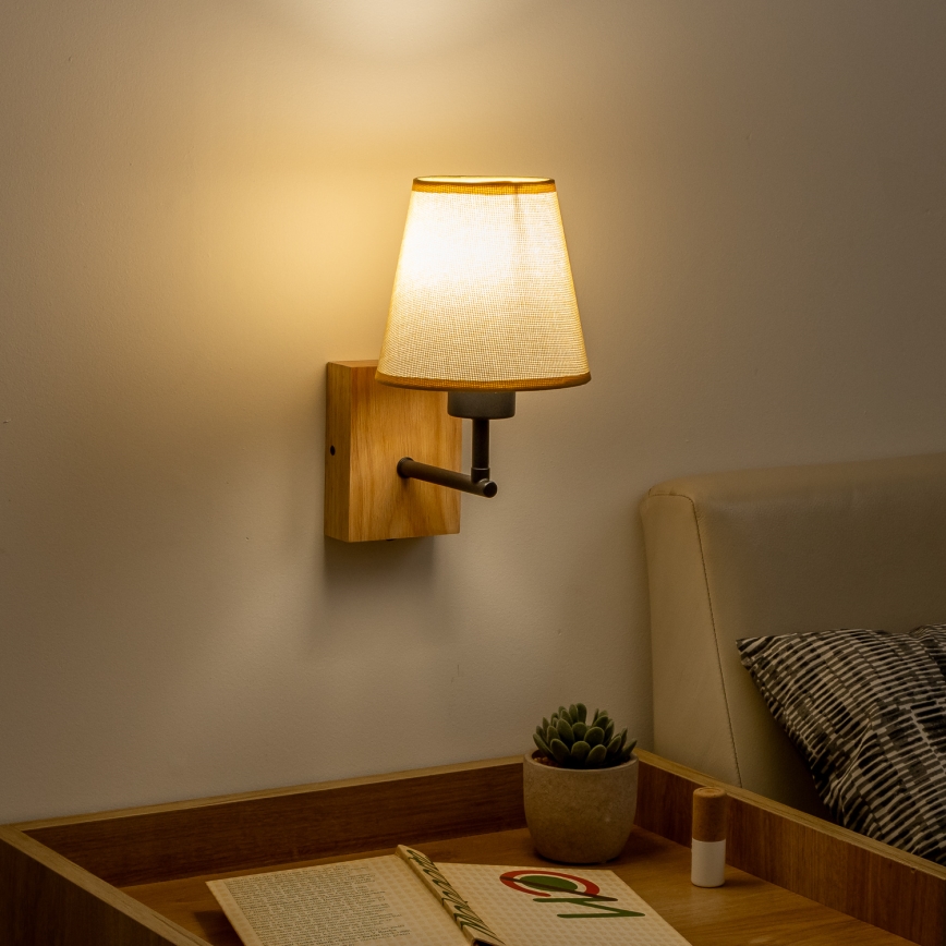 Brilagi - Stenska svetilka NUBILA WOOD 1xE27/25W/230V hrast/svetlo rjava