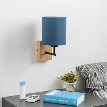 Brilagi - Stenska svetilka NUBILA WOOD 1xE27/25W/230V hrast/temno modra
