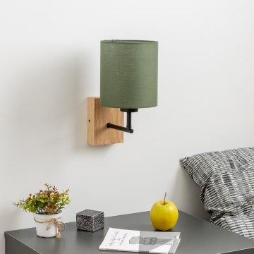 Brilagi - Stenska svetilka NUBILA WOOD 1xE27/25W/230V hrast/zelena