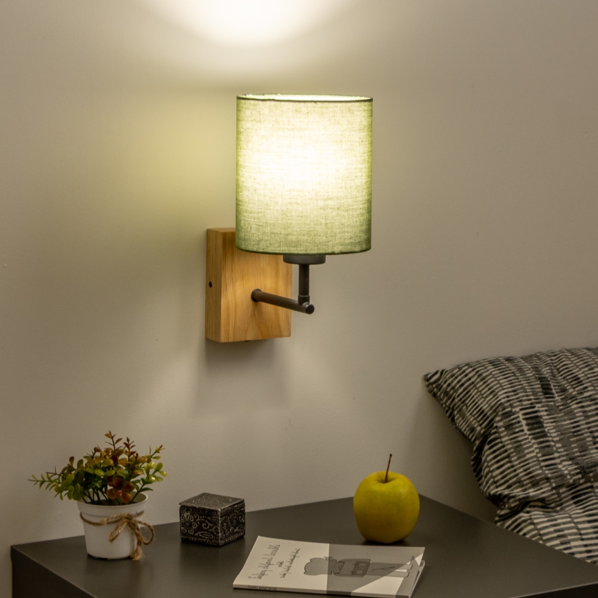 Brilagi - Stenska svetilka NUBILA WOOD 1xE27/25W/230V hrast/zelena