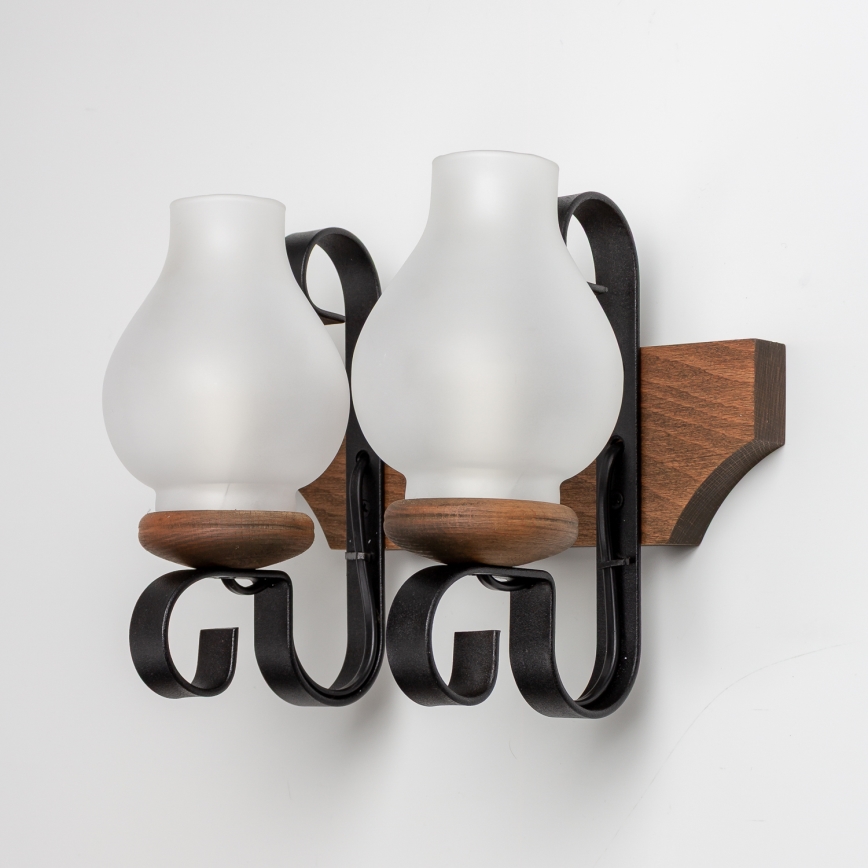 Brilagi - Stenska svetilka QUEEN 2xE14/40W/230V bukev/oreh