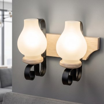 Brilagi - Stenska svetilka QUEEN 2xE14/40W/230V hrast