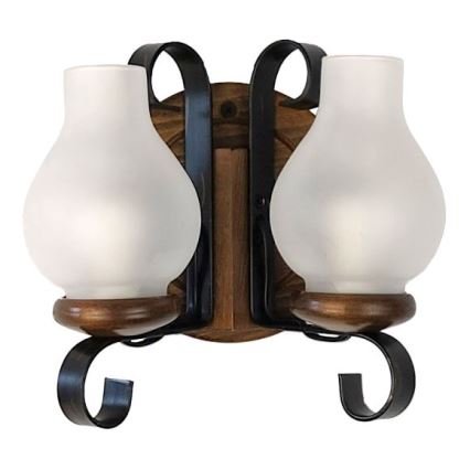 Brilagi - Stenska svetilka ROATA APLICA 2xE14/40W/230V bukev/oreh