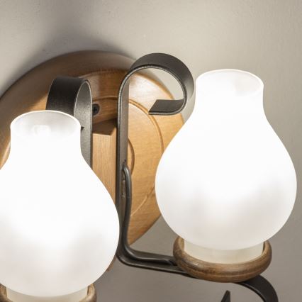 Brilagi - Stenska svetilka ROATA APLICA 2xE14/40W/230V bukev/oreh