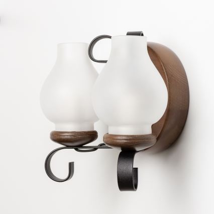 Brilagi - Stenska svetilka ROATA APLICA 2xE14/40W/230V bukev/oreh