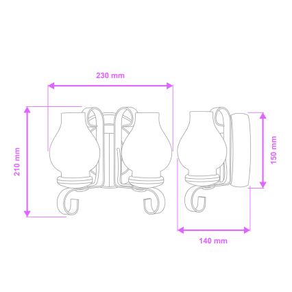 Brilagi - Stenska svetilka ROATA APLICA 2xE14/40W/230V bukev/oreh