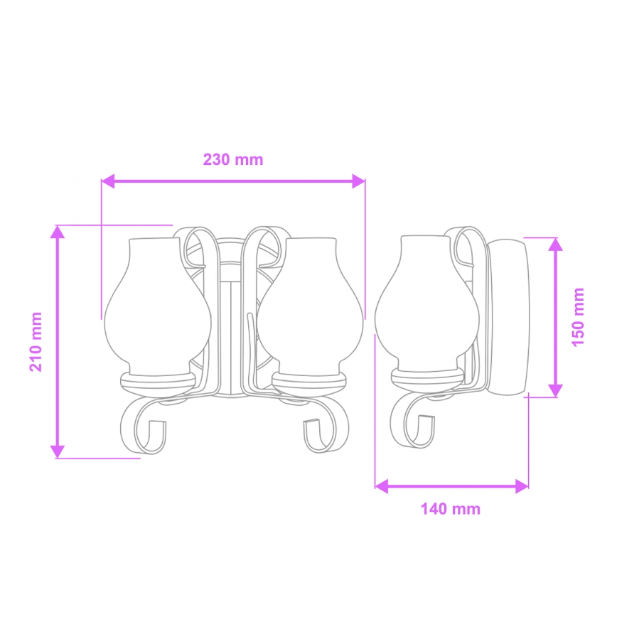 Brilagi - Stenska svetilka ROATA APLICA 2xE14/40W/230V bukev/oreh