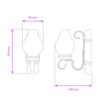 Brilagi - Stenska svetilka RUSTIC 1xE14/40W/230V bukev