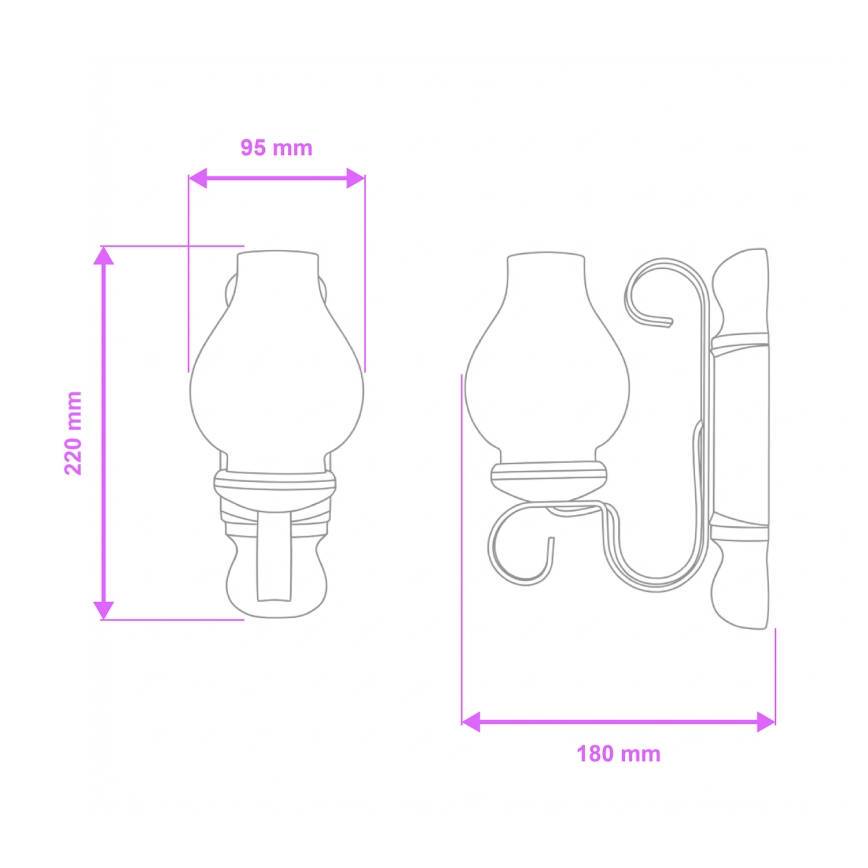 Brilagi - Stenska svetilka RUSTIC 1xE14/40W/230V bukev/oreh