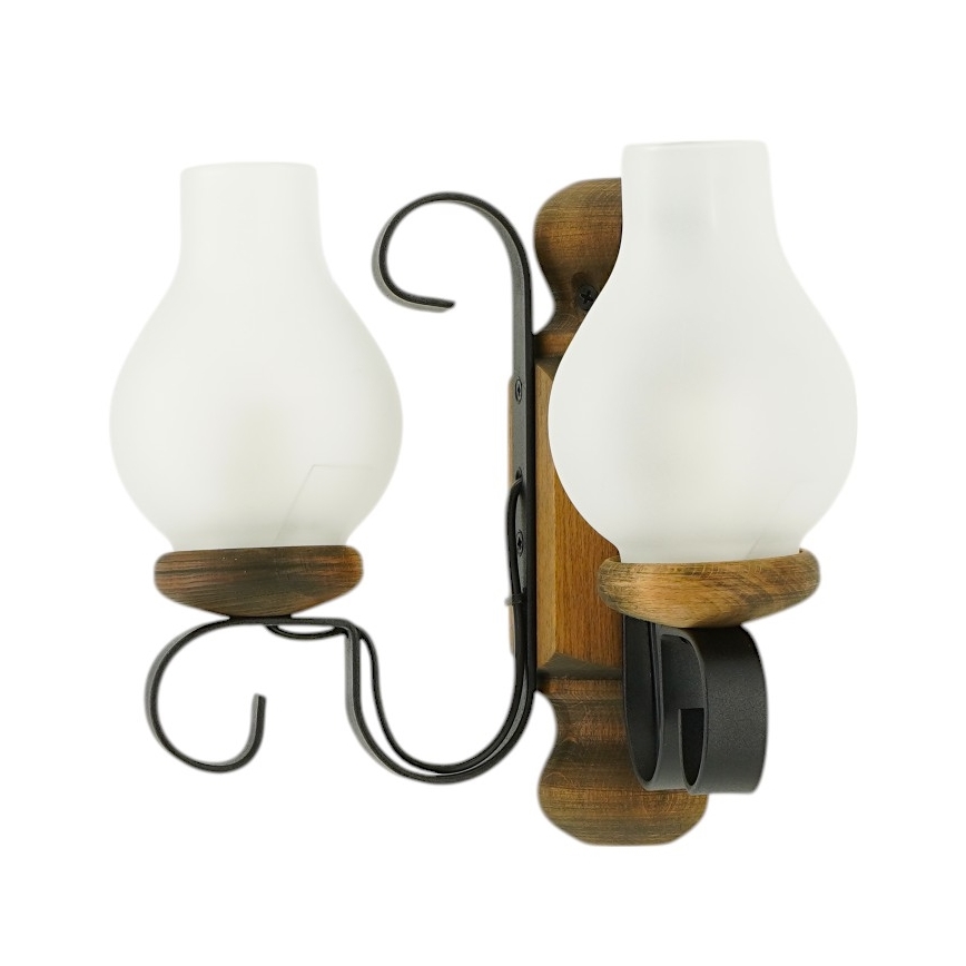 Brilagi - Stenska svetilka RUSTIC 2xE14/40W/230V bukev/oreh