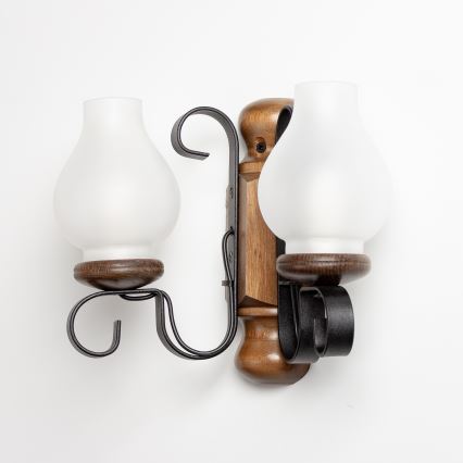 Brilagi - Stenska svetilka RUSTIC 2xE14/40W/230V bukev/oreh