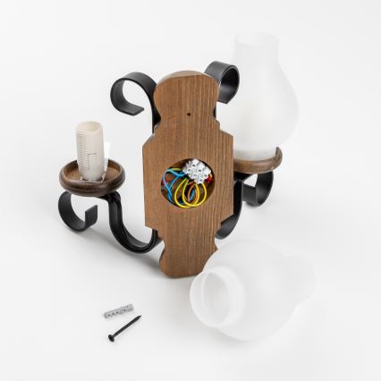 Brilagi - Stenska svetilka RUSTIC 2xE14/40W/230V bukev/oreh