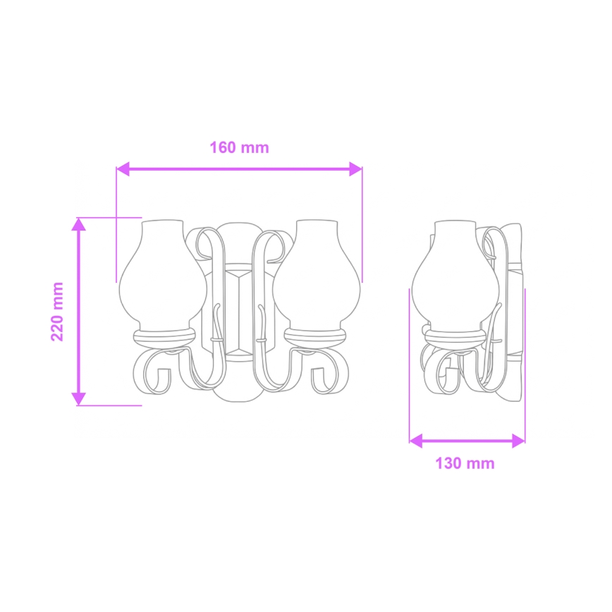 Brilagi - Stenska svetilka RUSTIC 2xE14/40W/230V bukev/oreh